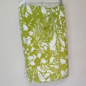 Floral Green and White Women's Skirt Wrap Lined 100% Cotton